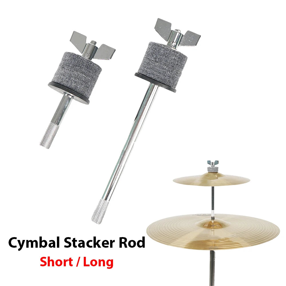 Straight Cymbal Stacker Rod Cymbals Stacking Pole Attachment with Wing Nut Quake