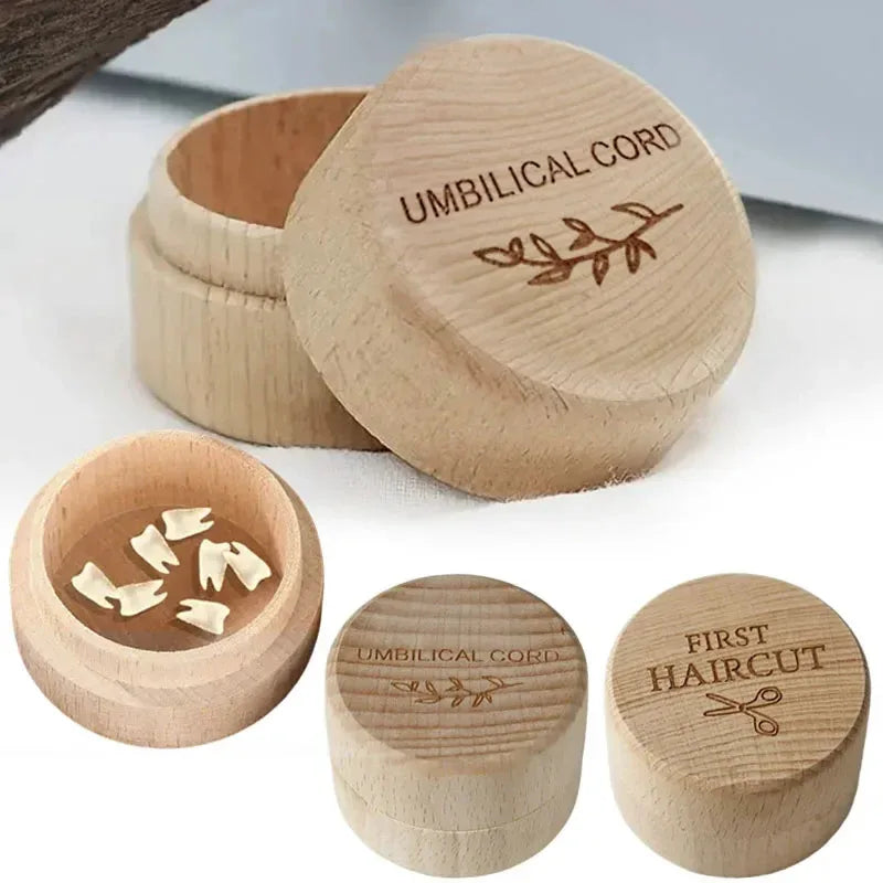 Wooden Baby Memorial Box - Carved Fetal Hair Teeth Umbilical Cord Storage, Exquisite Newborn Christening Gift to Cherish Preciou Quake