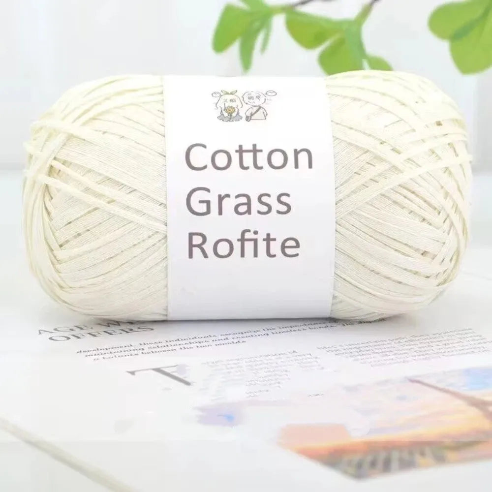New Multicolour Rafia Yarn DIY Hand-Knitted Crocheting Paper Threads Gift Wrapping Rope Knitting Quake White