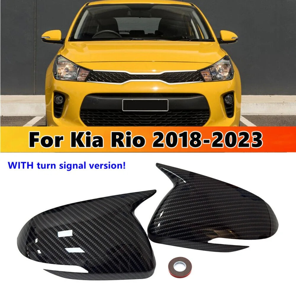 For Kia Rio 2018-2023 2x Car Sticker Rearview Side Mirror Cover Wing Cap Exterior Case Trim Accessories Vehicle Decoration ABS Quake