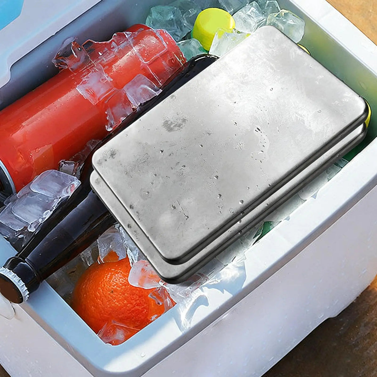 Stainless Steel Ice 6 Pcs Reusable Long Lasting Portable Ice Packs for Lunch Boxes Beverage Home Office Travel Camping Fishing Quake