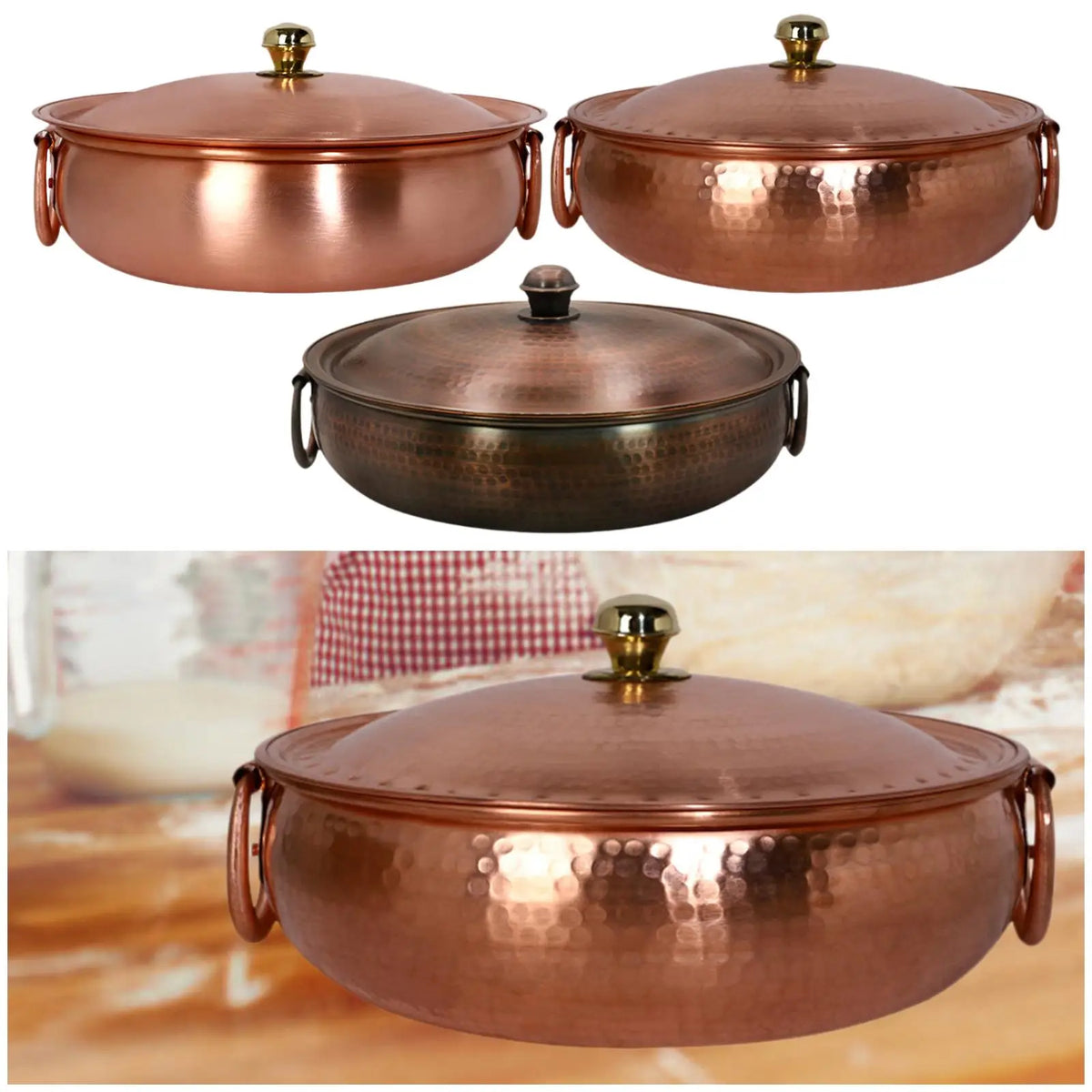 Copper Hot Pot Noodles Pot Handmade Induction Pot Copper Chafing Dish Cooking Pot for Parties Buffets Camping Picnic Household Quake