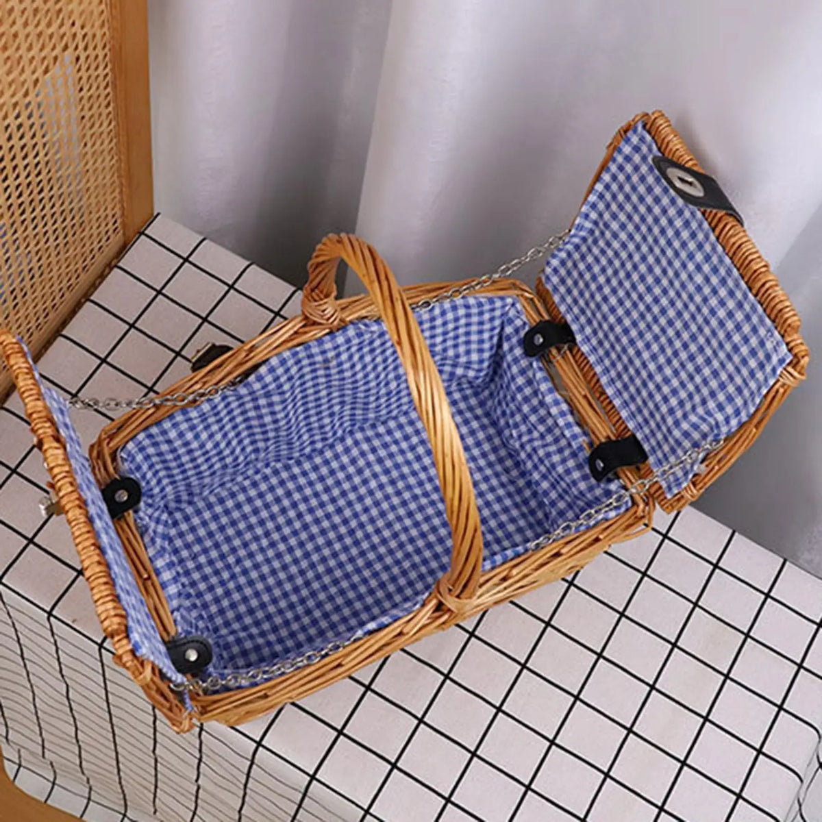 Picnic Basket Multipurpose Farm Handheld Basket Portable Flower Basket Woven Basket for Garden Wedding Holiday Banquet Bedroom Quake Default Title