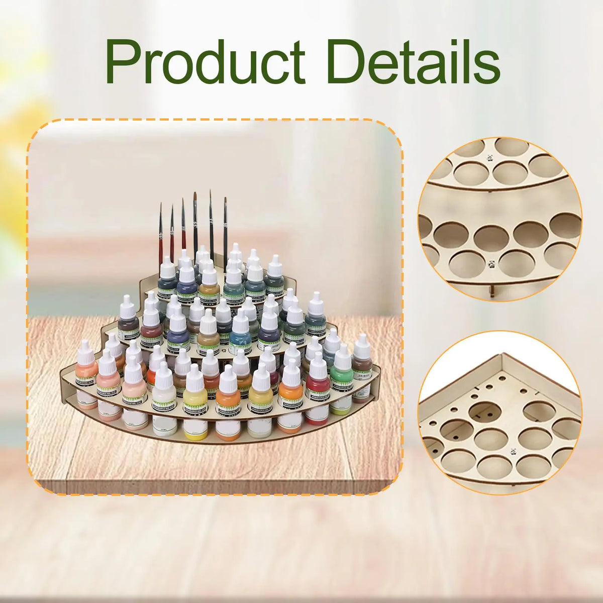 Wooden Craft Paint Storage Rack Easy Assembly Organizer Holder for Paint Bottles for Paint with Canvas Numbers Quake