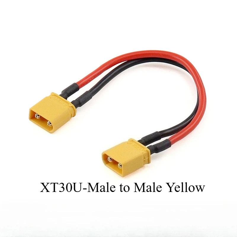 Field‑Ready XT30 / JST Cross‑Standard Power Adapter 14AWG Flexible Silicone Cable for FPV CineLog Drone RC Battery Charger Setup Quake XT30U-M to M Yellow 3PCS 0.2M