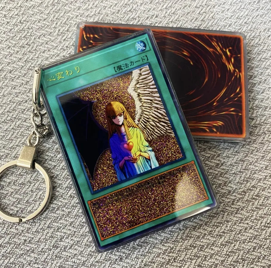 Hot Yu-Gi-Oh! Stardust Dragon Blue-Eyes White Dragon Mind Crush Sand Keychain Glitter Flow Motion Card Holder Collectible Gift Quake sku3