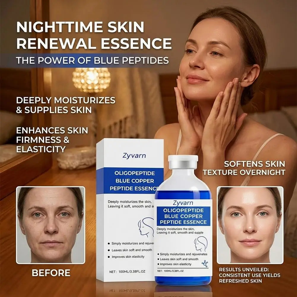 Zyvarn Blue Copper Peptide Facial Essence Deeply Moisturizing Serum for Smooth Skin,Skin Elasticity Care Leaving Skin Soft Quake