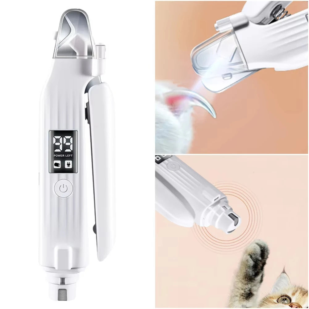 2 in 1 Electric Pet Nail Trimmer with LED Lights Pet Nail Grinder Dog Nail Trimmer and Grinder for Small Medium Large Dogs/Cats Quake