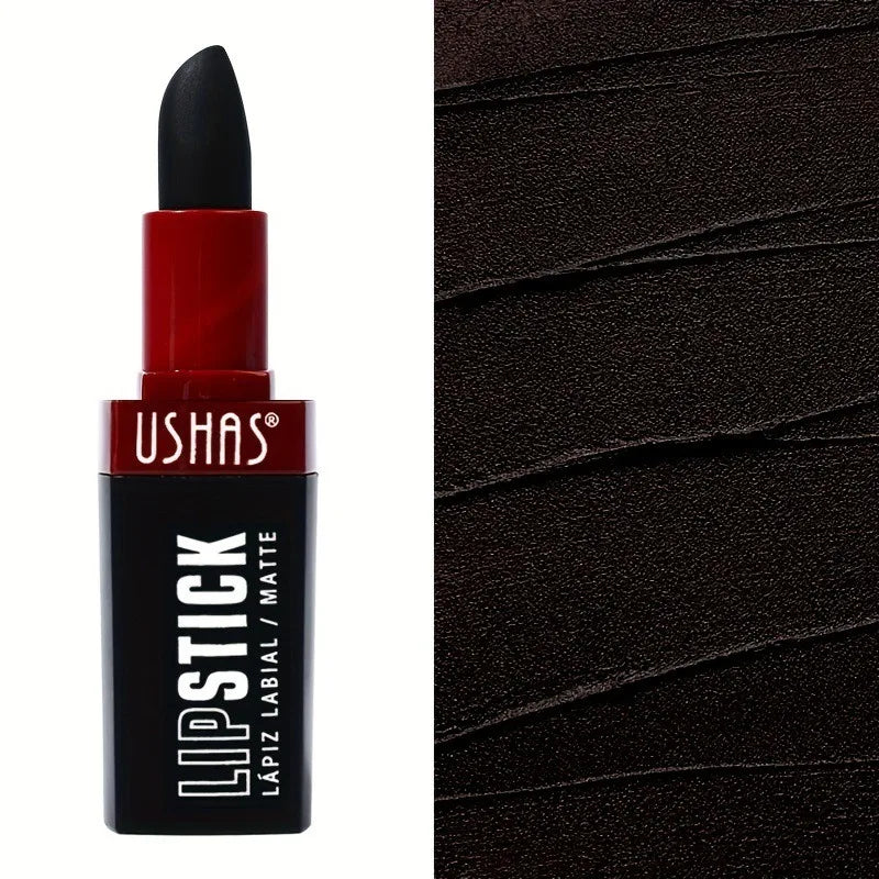 USHA's Black Lipstick Halloween Ready-to-Ship Waterproof Long-Lasting Matte Lip Makeup Lip Gloss for Cross-Border Shopping Quake black