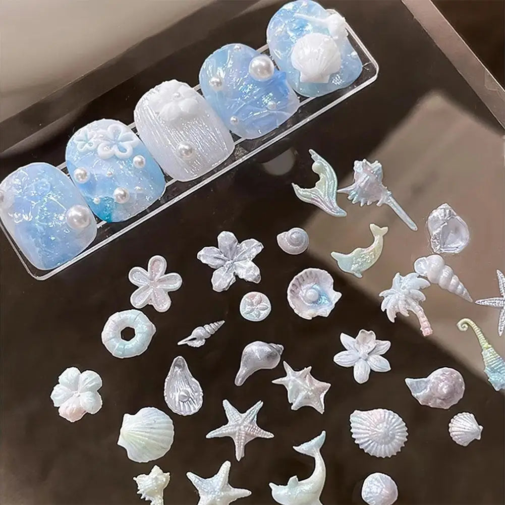 Flower Sea Shell Conch Coral Starfish 3D Acrylic Nail Mold Nail Decorations DIY Resin Manicure Mold Nail Art Mold Quake