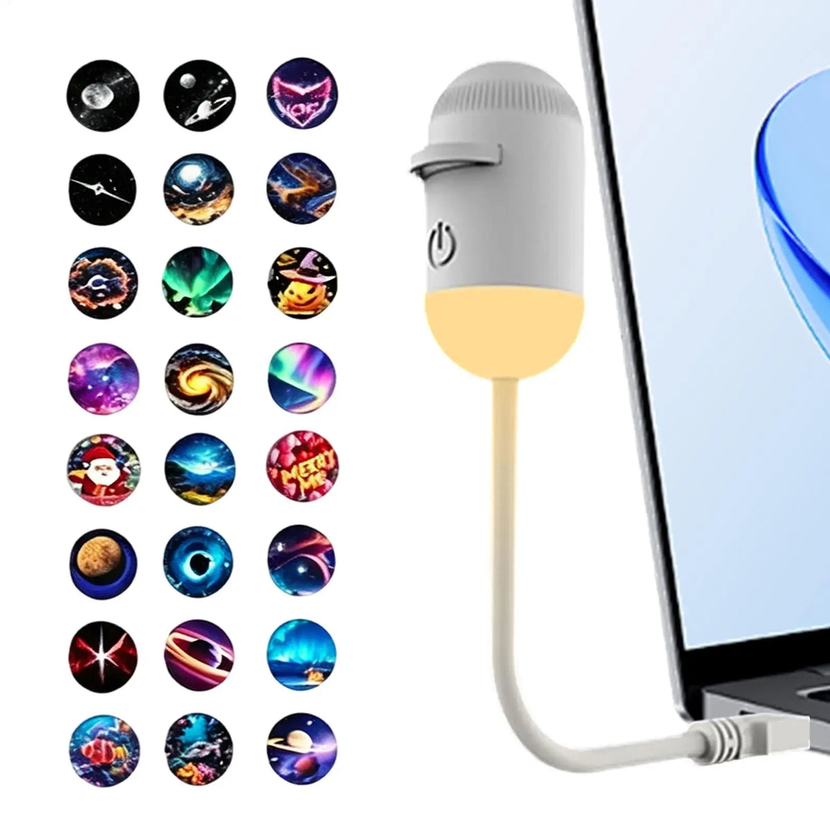 Galaxy Projector Night Light USB Light 360 Degree Rotating Galaxy Lamp Projector with 24 Film Slides for Car Home Party Living Quake