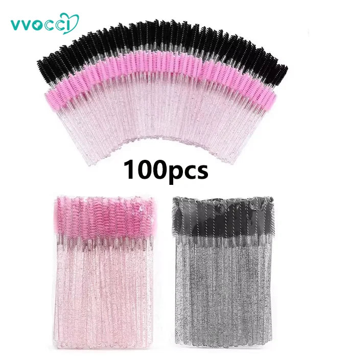 100/500/1000pcs Wholesale Eye Beauty Tools Disposable Mascara Wands Eyelash Brush Lash Extension Colorful Spoolies for Eyebrow Quake M93Black Pink100pc
