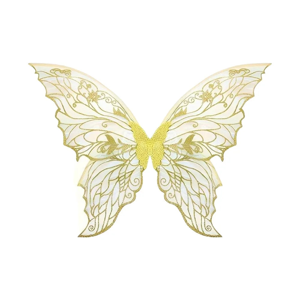 Cute Princess Angel Wing Fairy Wings Organza Dress UP Angel Wings Sparkling Cicada Wing for Women Girls Quake Yellow