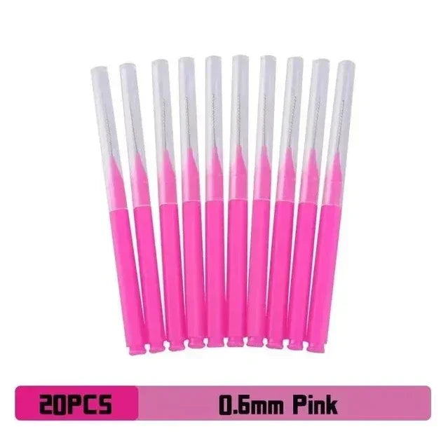 vvocci 20pcs Interdental Brush Box - Orthodontic Gap Cleaner for Braces, Straight Teeth & Periodontal Care with Storage Case Quake M356 Pink 20pcs