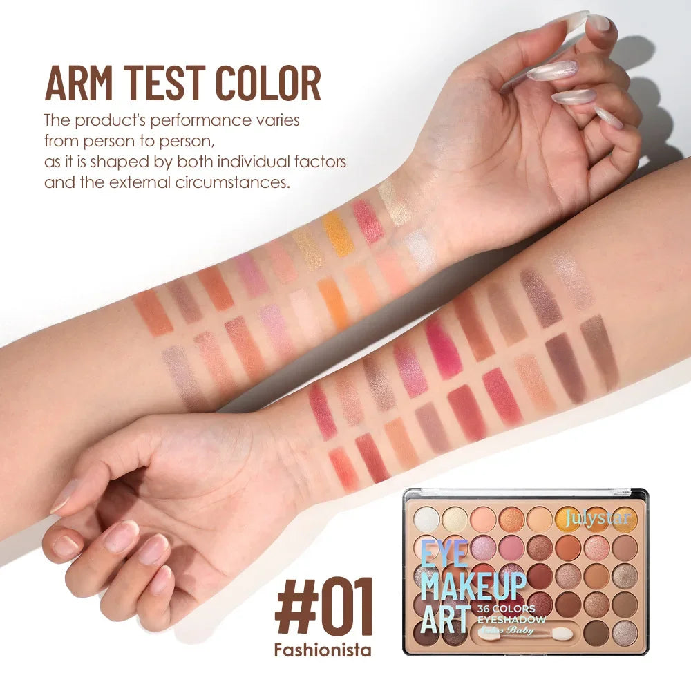 36 Color Eyeshadow Palette Shimmer Matte Multi-Functional Long-Lasting Pigmented Bridal Wedding Day Eye Makeup Quake