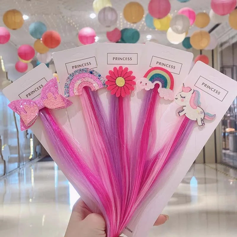 Cute Cartoon Unicorn Children Hair Braiding Accessories Little Girls Colored Braided Tools Baby Holiday Party Pony Hair Clips Quake