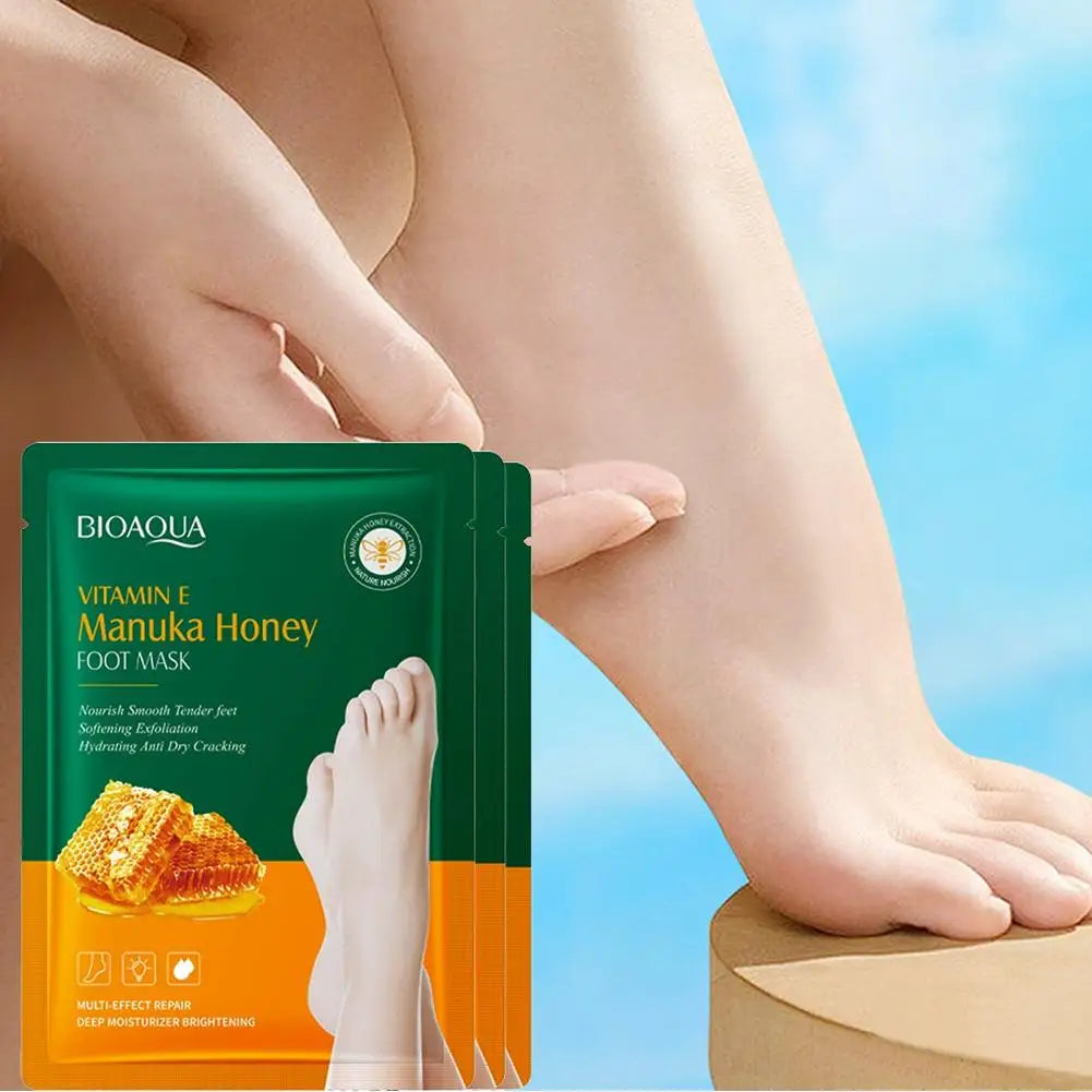 Vitamin E Foot Mask Manuka Honey Nourishing Long-lasting Moisturizing Hydrating Exfoliating Remove Dead Skin Foot Skin Care Quake