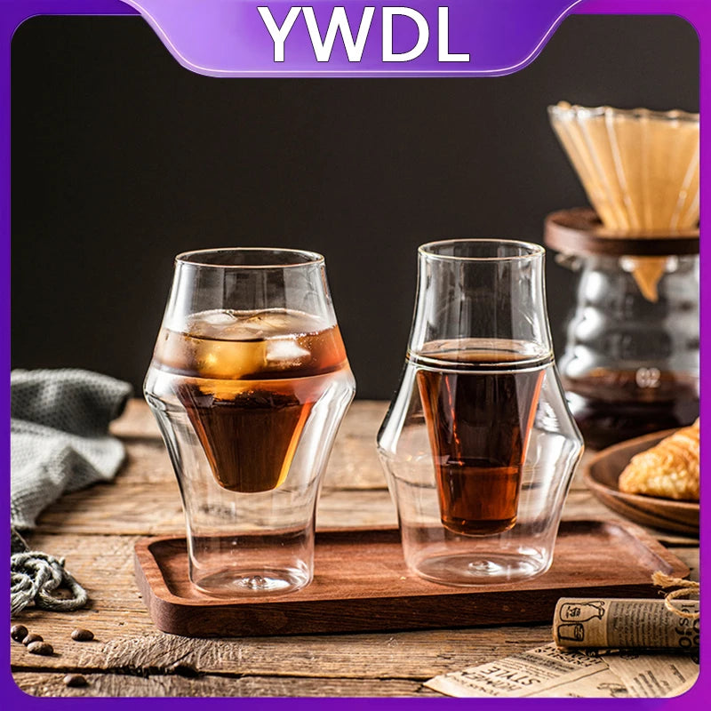 YWDL Double-layer Glass Cup Transparent Espresso Coffee Cup Anti-scalding Milk Brandy Wine Teacup Cup Glass Mug Drinkware Quake