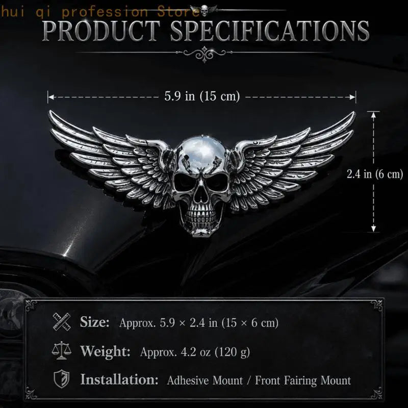 3D Winged Skull Badge Accent Fairing for Garage and Bike Builds H8WE Quake