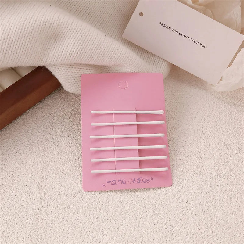 White hairpin female summer forehead side bangs clip nurse hat fixed hairpin sweet bb clip one-word clip headdress Quake 5709 word