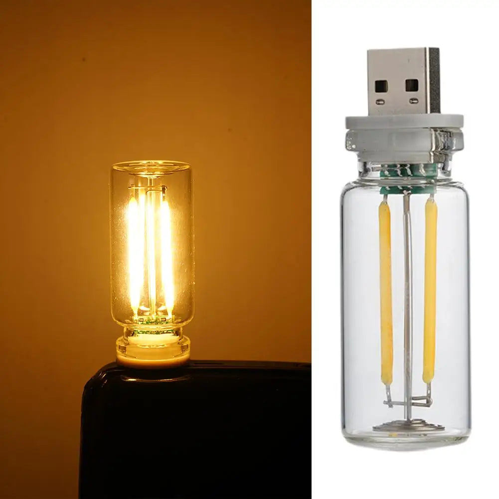 Car USB Night Light Touch control Dimmable LED Filament Lamp USB Plug and Play Decorative Atmosphere Light for Car Bedroom Quake