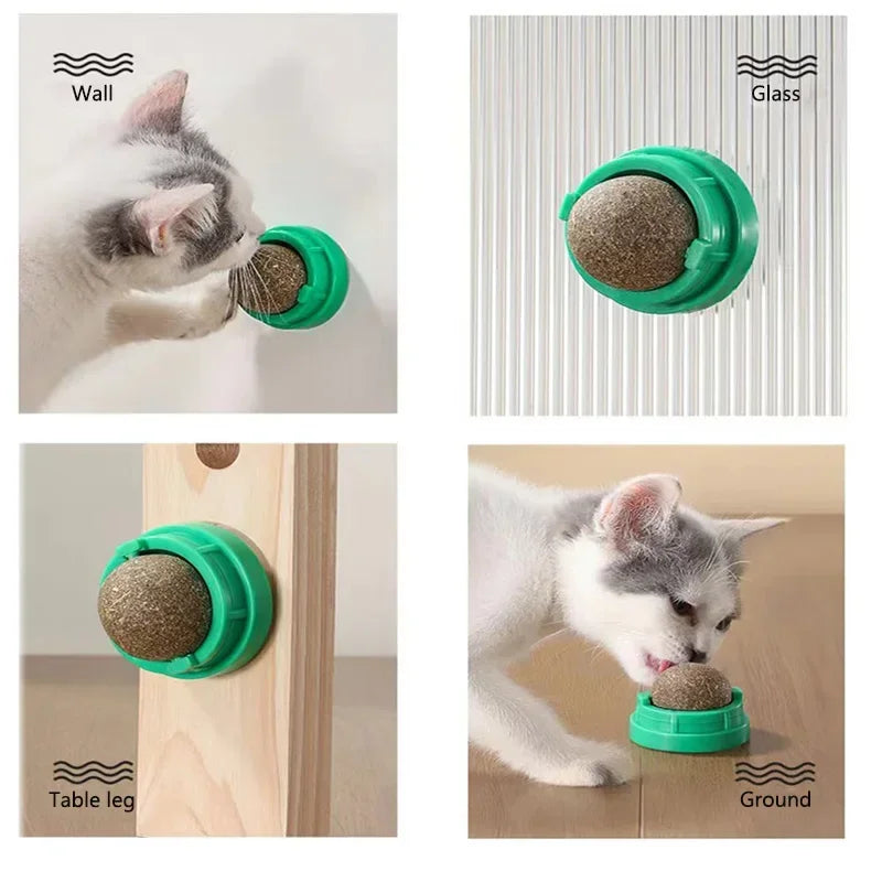 Catnip Cat Wall Stick-on Ball Toy Scratchers Treats Healthy Natural Removes Balls to Promote Digestion Cat Grass Snack Quake