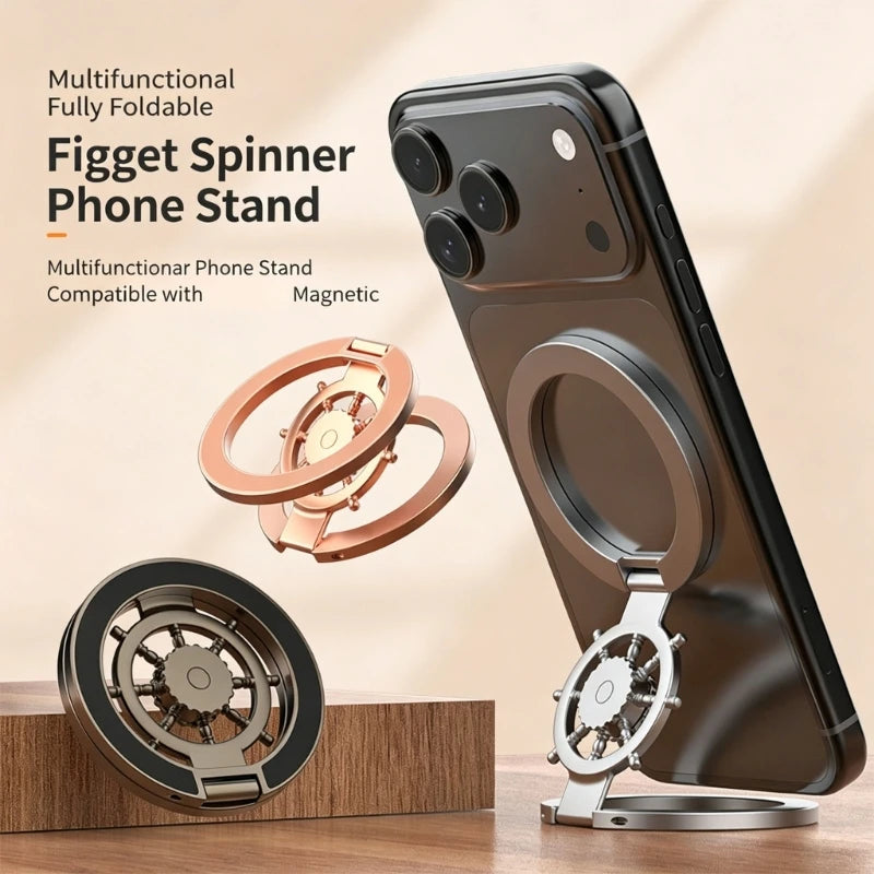 Foldable Phone Grip Stand with Metal Holder and Fidgety Spinner for Desk Viewing and Driving Directions Use K1KF Quake