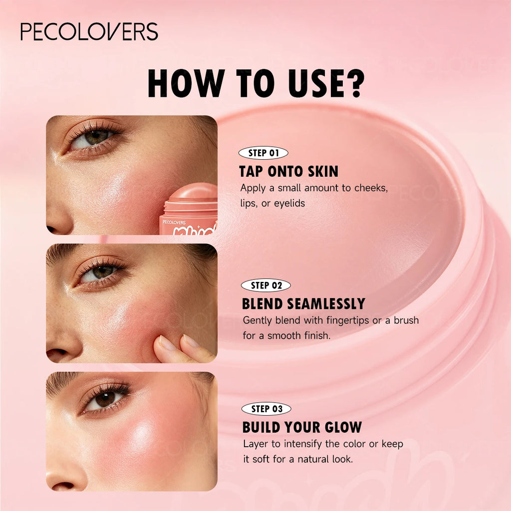 1PC Round Jar of Clear Powder Blusher, Brighten The Face, Waterproof and Durable, Multi Color Powder Blusher Choice Quake