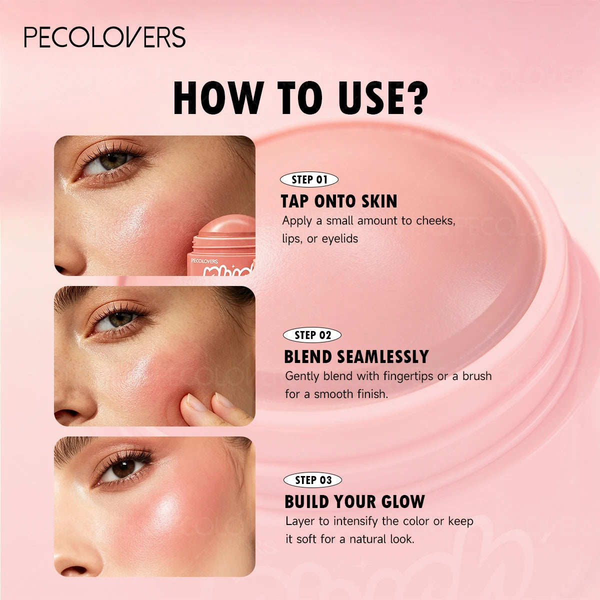 1PC Round Jar of Clear Powder Blusher, Brighten The Face, Waterproof and Durable, Multi Color Powder Blusher Choice Quake