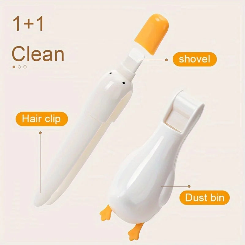 2-in-1 Cute Duck Shaped Double-head Design Cleaning Clip Dust Stain Removal Shovel - Bathroom Cleaner Tool With Drainage Hole Quake