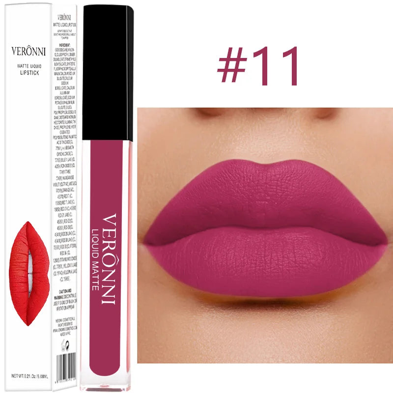 14 Color Liquid Matte Lipsticks Long Lasting Velvet Lip gloss Non Stick Cup Waterproof Beauty Cosmetics Makeup for Women Lip Quake 11