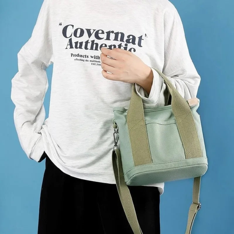 Women Versatile Canvas Tote Bag Large Capacity Single Shoulder Handbag Eco Friendly Reusable Casual Daily Shopping Pouch Quake
