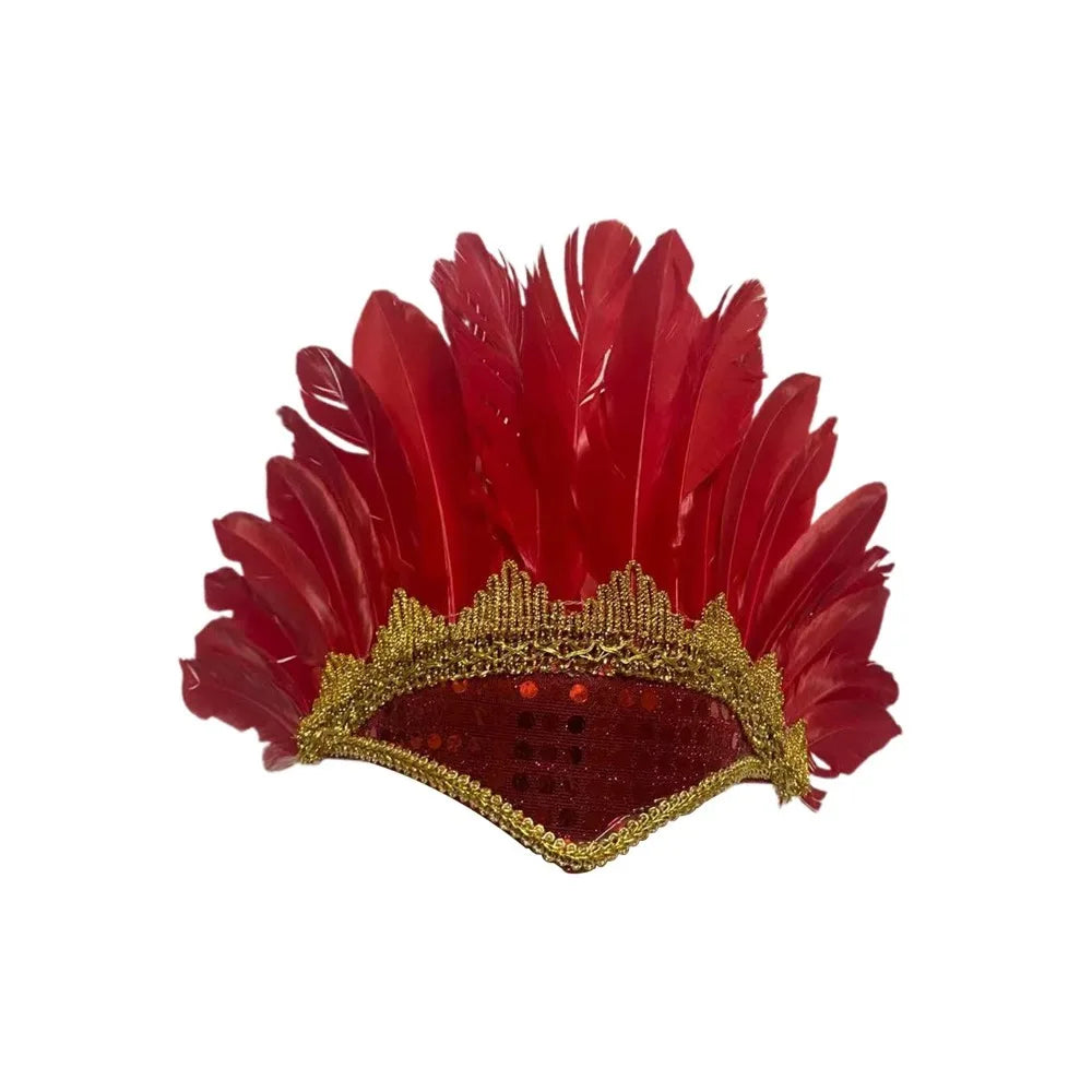 Feather Carnival Costume Children's Day Headwear Fancy Dress Party Headpiece Feather Headdress Quake Red