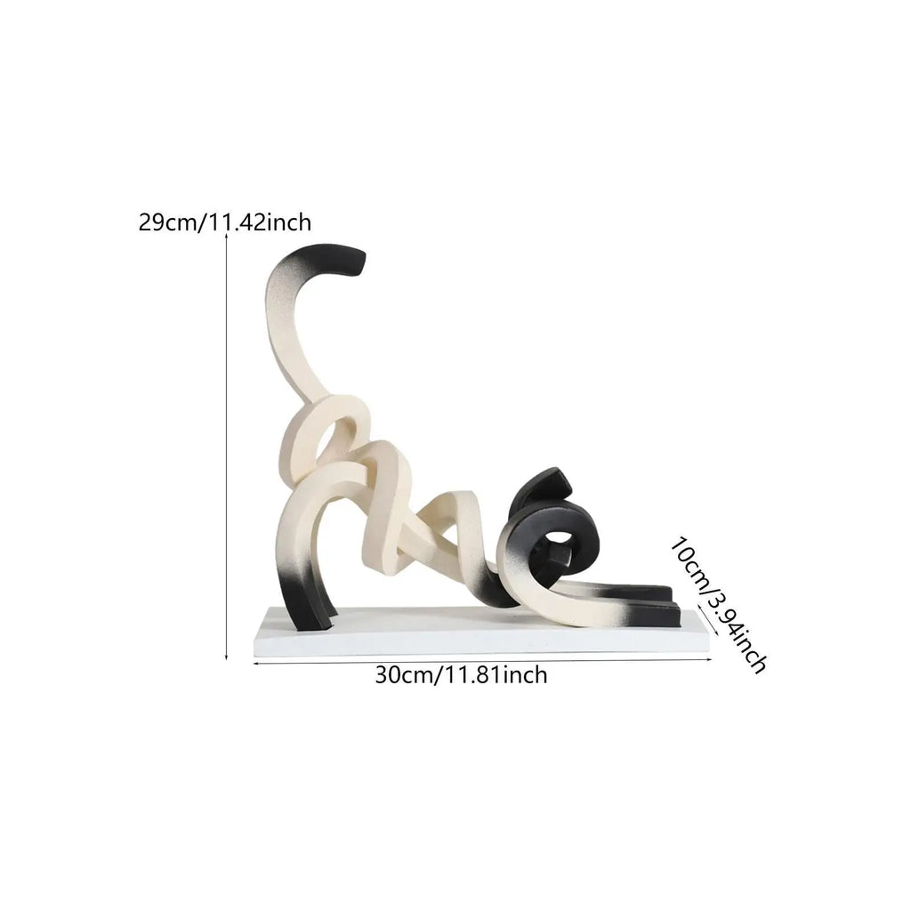 Abstract Cat Figurine,Resin Figure Dorm Line Crafts Statue Minimalist Art Quake