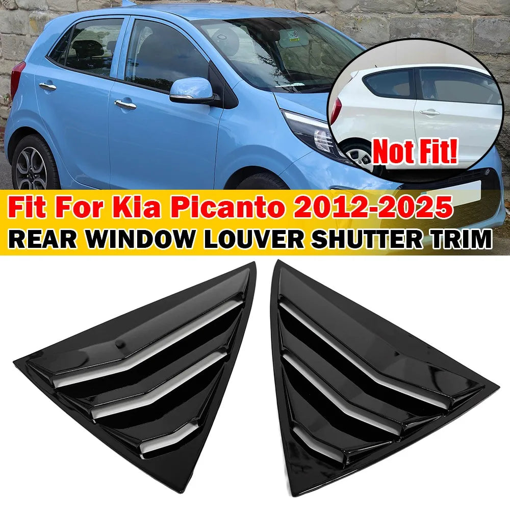 For Kia Picanto 4 Doors 2012-2025 Car Rear Louver Window Side Shutter Cover Trim Sticker Vent Scoop ABS Carbon Fiber Accessories Quake