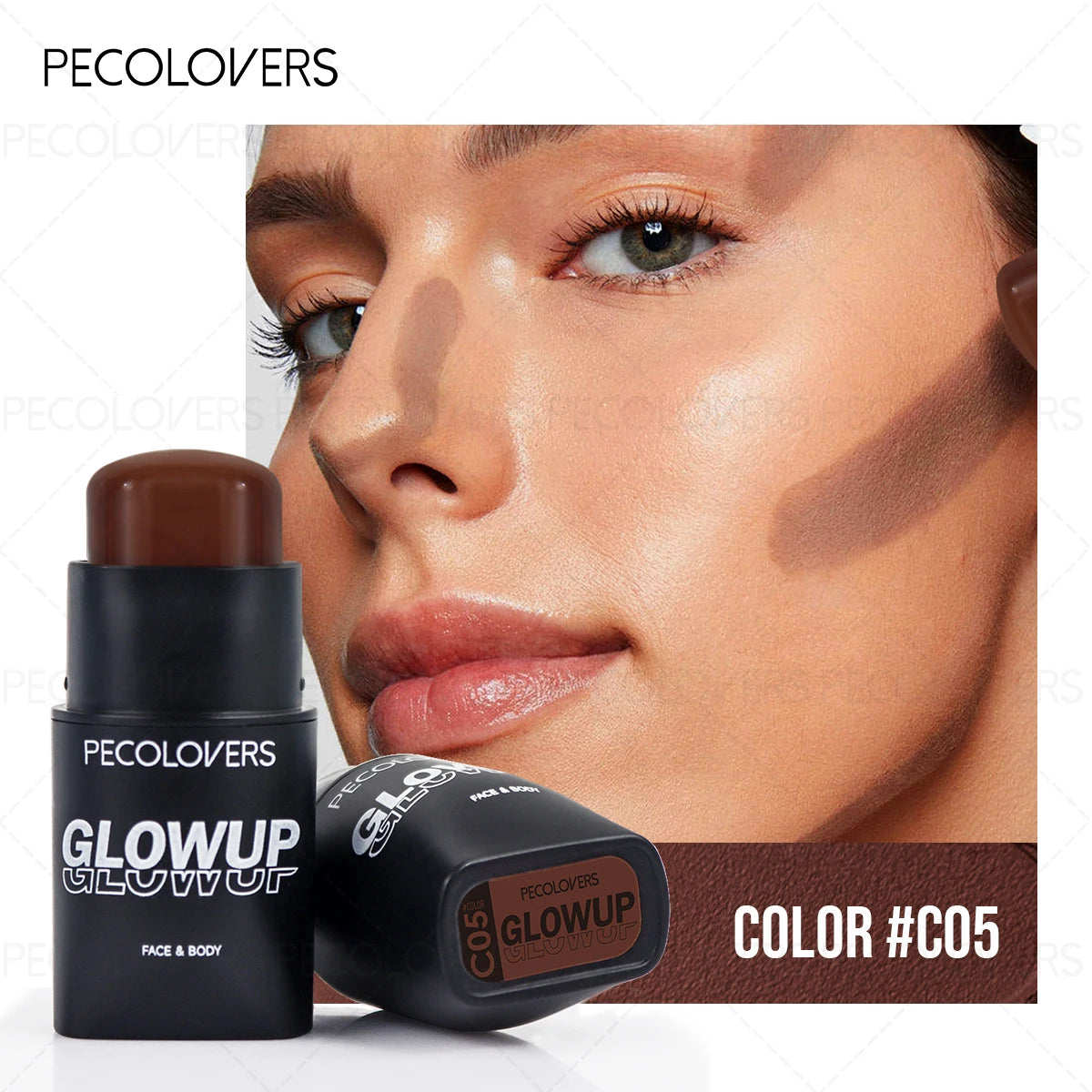 1 Pc Face Contour Stick, 3D Face Natural Shadow Look, for All Skins, Highlight & Contour & Concealer Face Makeup, Perfect Gifts Quake C05