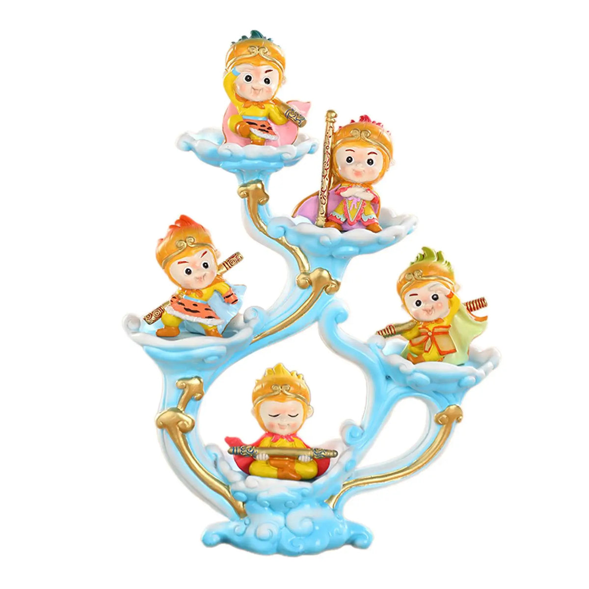 Wukong Figurine Cute Decorative Statue Tabletop Ornament Small Sculpture for Desk Cabinet Living Room Shelf Housewarming Gift Quake Vertical Stand