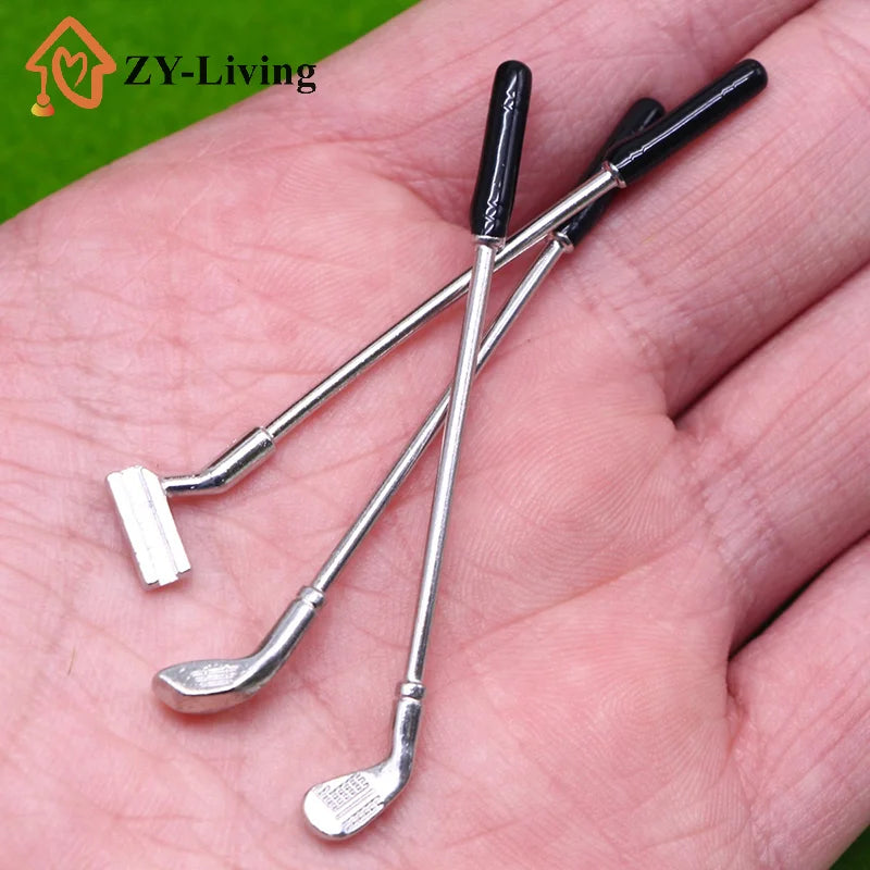1 Set Miniature Golf Clubs Small Golf Kit Dollhouse Mini Decorative Golf Club Model Toy Scene Prop DIY Accessories Quake