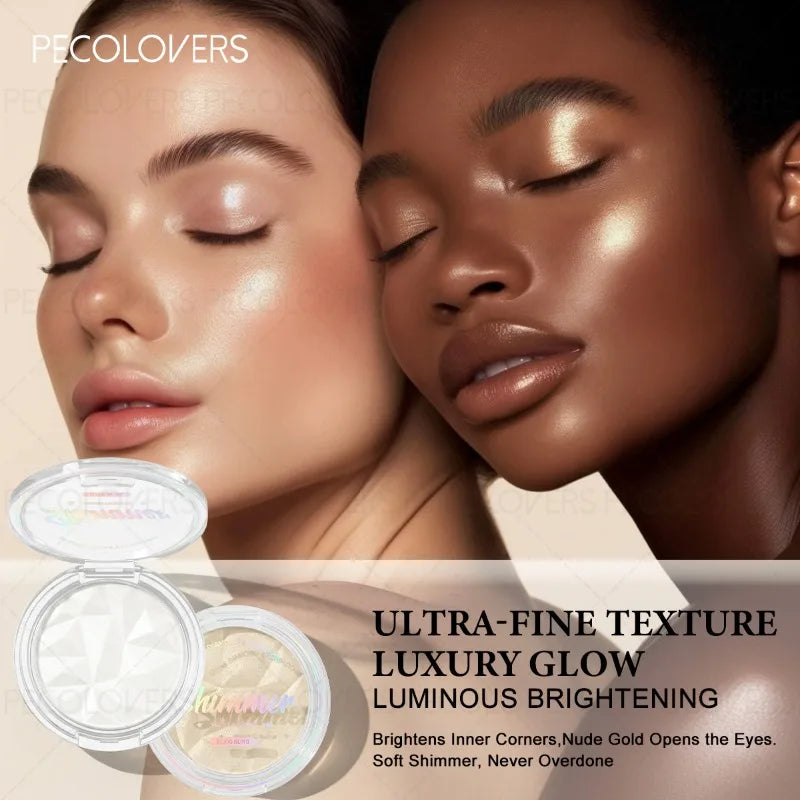 1PC Face Highlight Palette, White Silver and Champagne, Brightening Face Highlight, Waterproof, Facial Cosmetics Quake