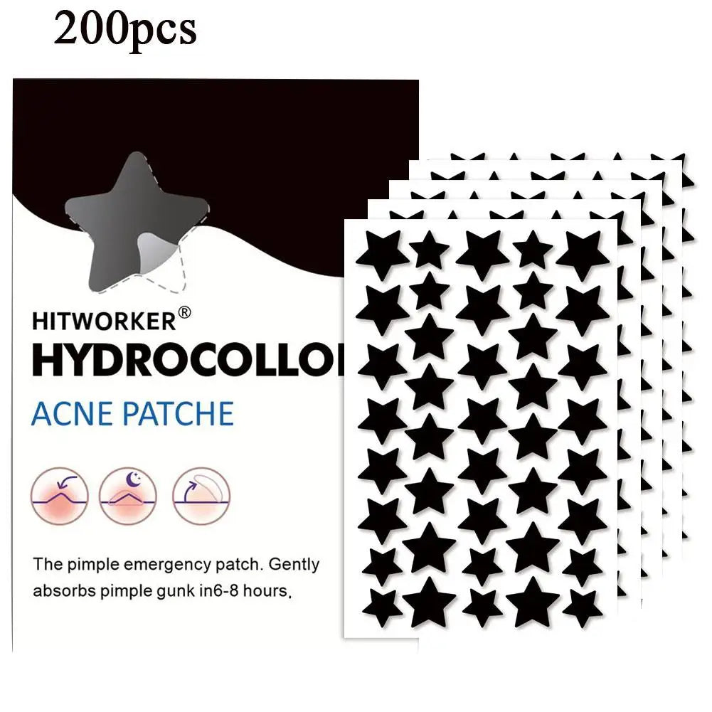 200/400PC Colorful Star Acne Patches Cute Pimple Treatment Stickers Hydrocolloid Invisible Cover for Zits & Blemishes Quake 200pcs