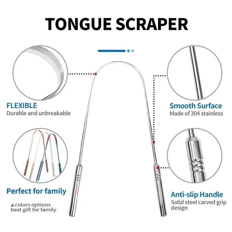 Toothbrush Oral Hygiene Care Tools Tongue Scraper U-shaped 4 Colors Stainless Steel Metal Fresh Breath Cleaning Coated Tongue Quake
