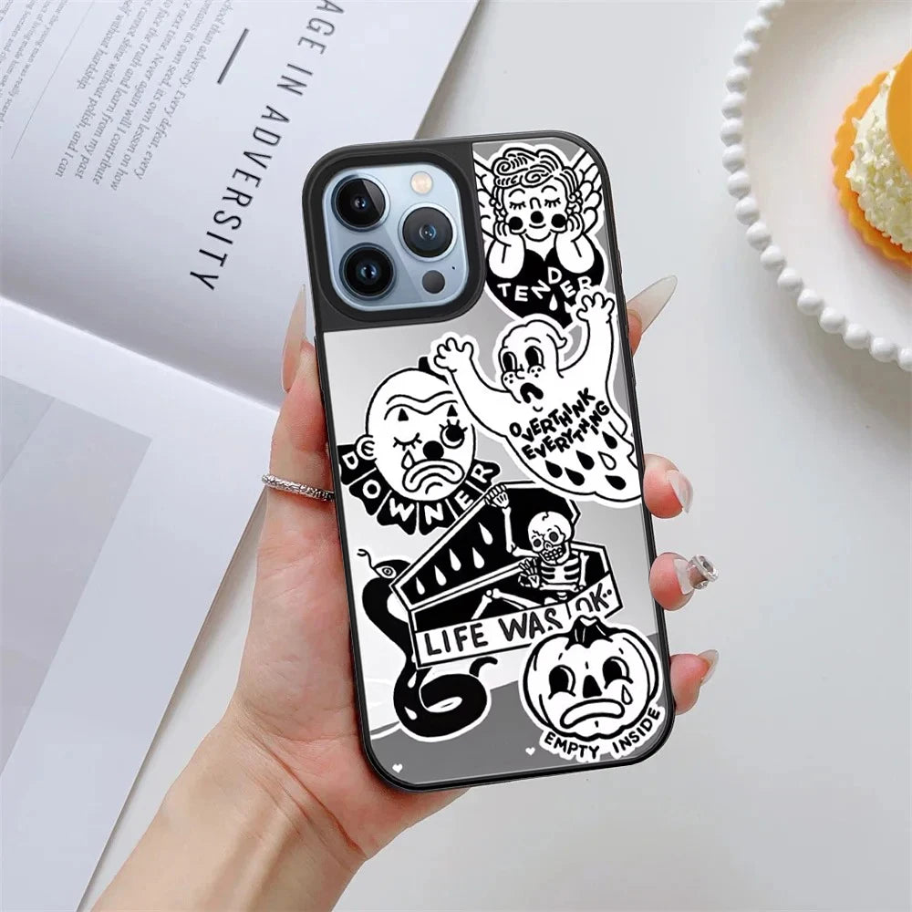 Vacation Summer Pattern Mirror Surface Magnetic Phone Case Cover for IPhone 13 14 15 16 17 18 Pro Max Case Quake