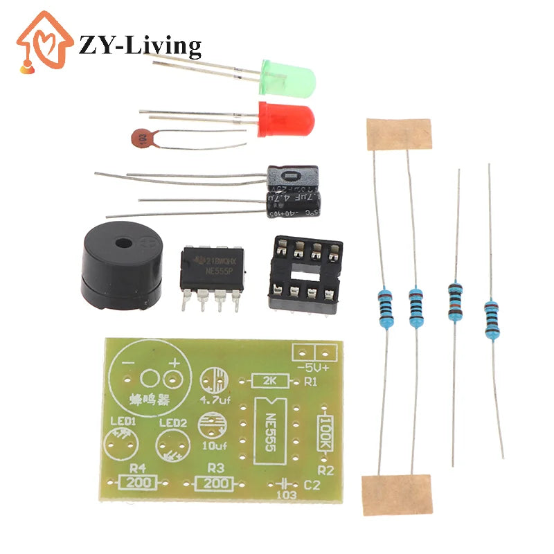 NE555 DIY Kit - LED Flasher & Signal Generator Circuit With PCB For Electronics Education & Solder Practice Quake