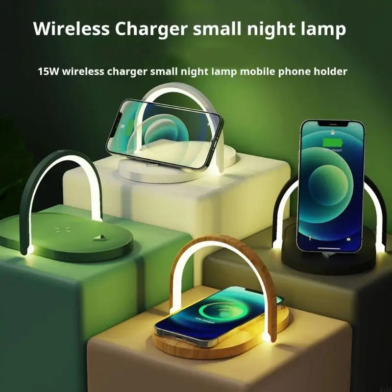 Energy Saving Foldable Adjustable LED Night Light With 15W Fast Wireless Charging For Bedside Desk Office Tablet Use K1KF Quake