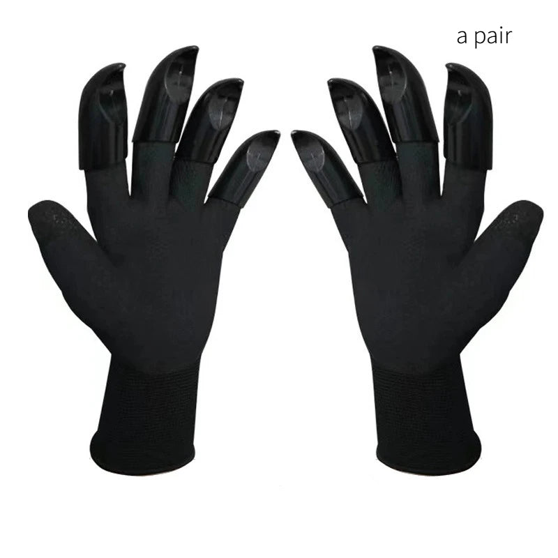 Clawed Gardening Protective Gloves Anti-slip Wearproof Latex Work Gloves for Digging Planting Garden Soil Digging Safety Mittens Quake black