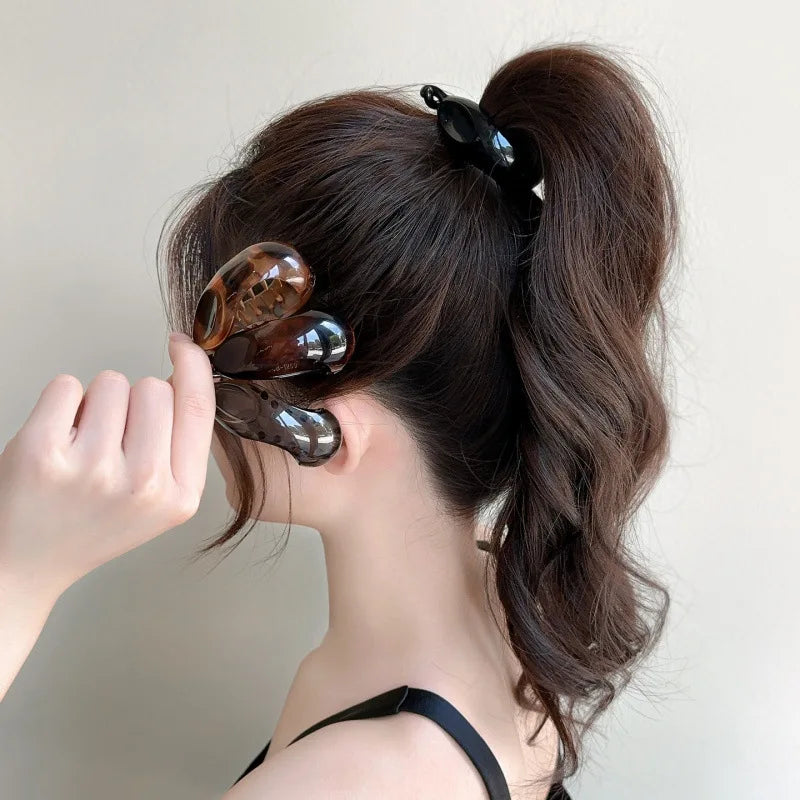 Acrylic Banana Clip High Ponytail Small Hair Claw Korean Fashion Ponytail Barrettes Women Solid Color Hair Clip Hair Accessories Quake