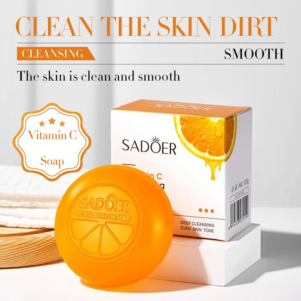 100g Vitamin C Brightening Soap, Hydrating Face & Body For Radiant Glow Skin, Nourishing, Moisturizing Bath Bar with Orange Peel Quake
