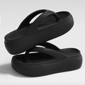 Height-increasing Platform Slippers Non-slip 5CM EVA Beach Sandals Lightweight Soft Sole Women's Flip Flops Indoor Outdoor Quake Black 39-40