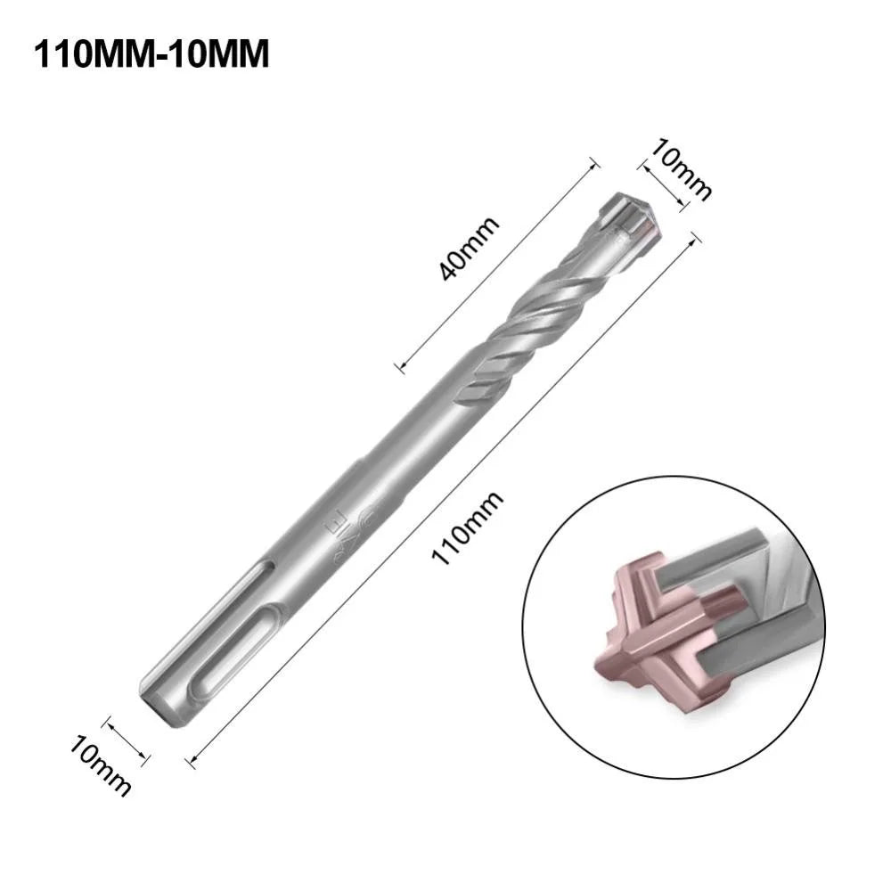 1Pcs 5/6/7/8/10/12mm Concrete SDS Plus Drill Bit 110mm 160mm 4 Cutters Electric Hammer Drill Bit Round Shank Cross Tips Quake 10x110mm