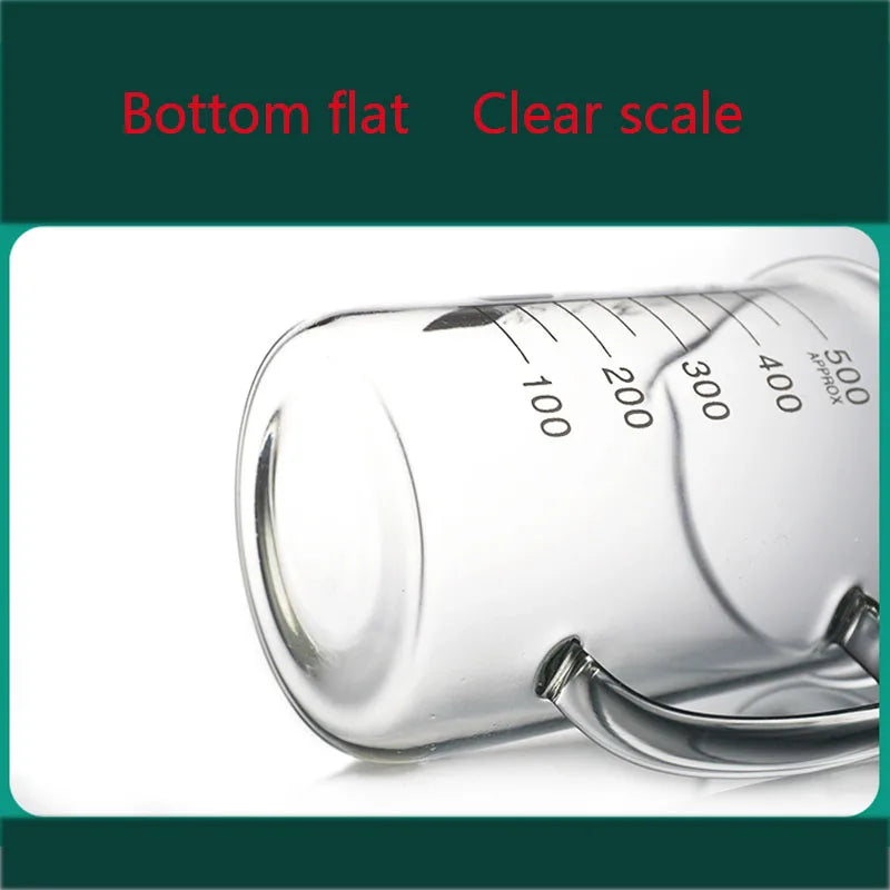 YWDL 500/1000ml High Borosilicate Glass Measuring Cup With/No Handle Heat-resistant Laboratory Beaker Kitchen Measuring Tools Quake